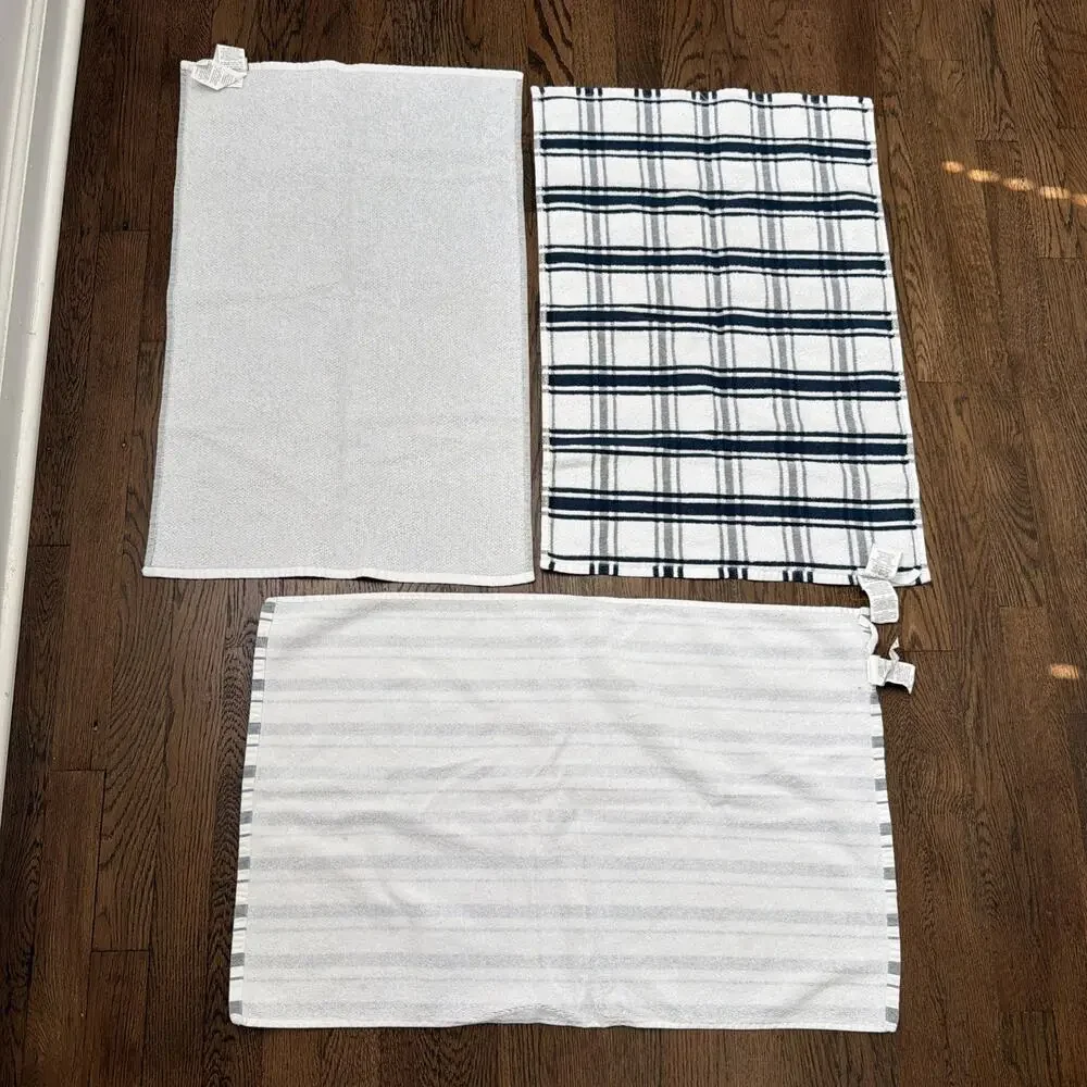 Williams Sonoma Navy Blue/White Cotton Dish Towels - 3 Pieces